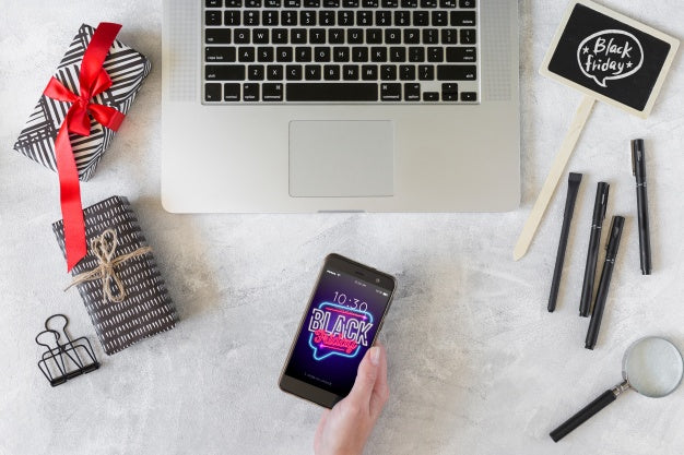 Black Friday Composition With Smartphone Psd