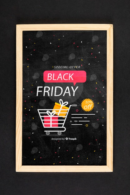 Black Friday Concept Mock-Up On Black Background Psd