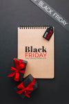 Black Friday Concept Mock-Up On Black Background Psd