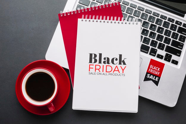 Black Friday Concept Mock-Up On Black Background Psd