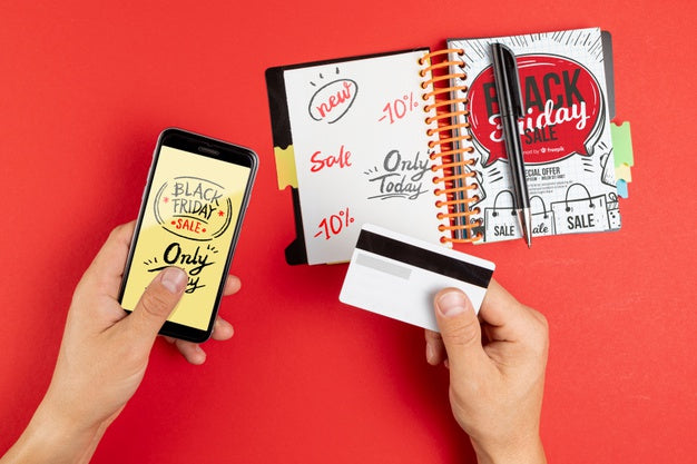 Black Friday Concept Mock-Up On Red Background Psd