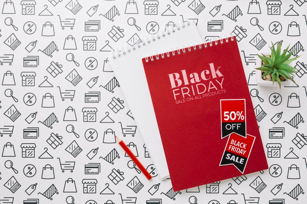 Black Friday Concept Mock-Up With Notebook Psd