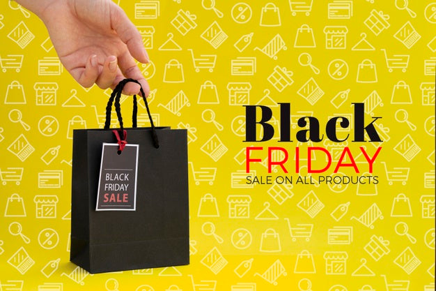 Black Friday Concept On Yellow Background Psd