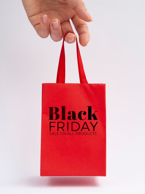 Black Friday Concept Red Bag Mock-Up Psd