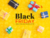 Black Friday Concept With Gifts On Yellow Background Psd