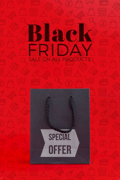 Black Friday Concept With Red Background Psd