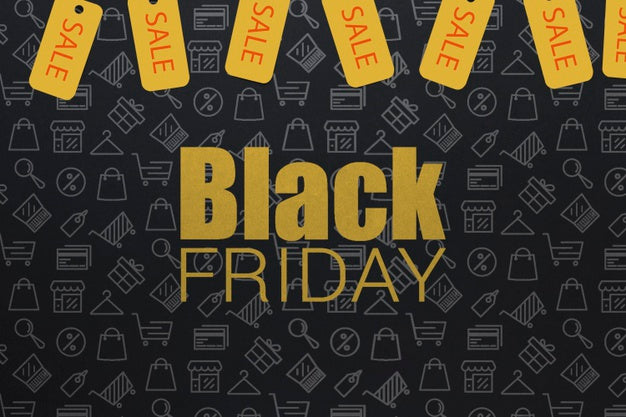 Black Friday Design With Yellow Tags Psd