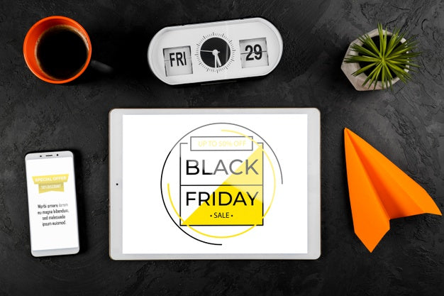 Black Friday Mock-Up Concept On Desk Psd