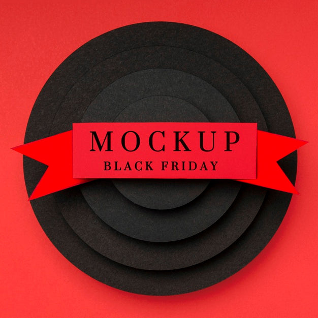 Black Friday Mock-Up Layers And Ribbon Psd