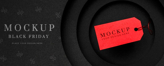 Black Friday Mock-Up Red Price Tag And Text Psd