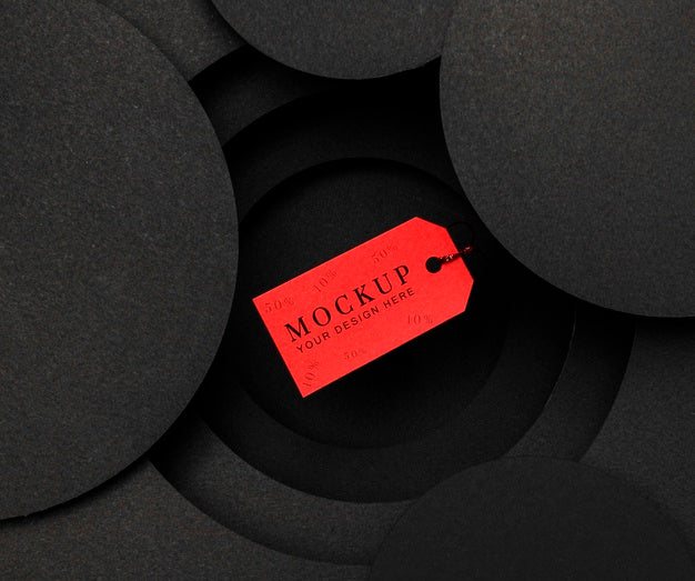 Black Friday Mock-Up Red Price Tag Psd