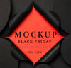 Black Friday Mock-Up Torn Black Paper Psd