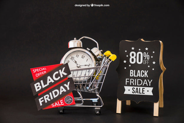 Black Friday Mockup With Alarm Clock Psd