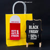 Black Friday Mockup With Bag Next To Board Psd