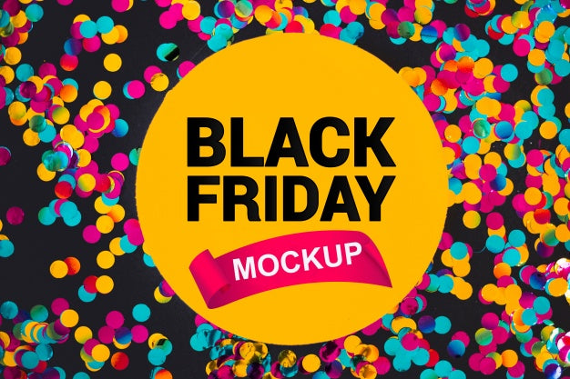 Black Friday Mockup With Confetti Psd