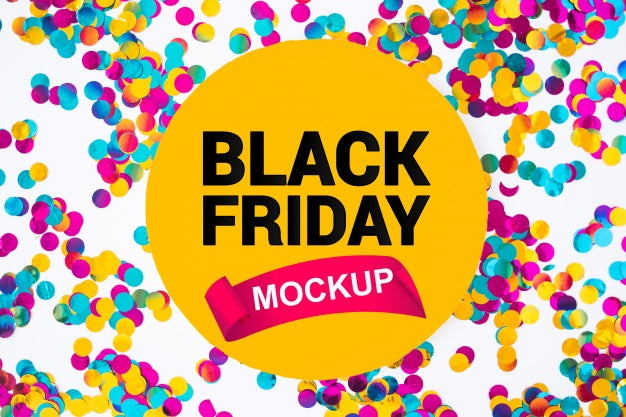 Black Friday Mockup With Confetti Psd