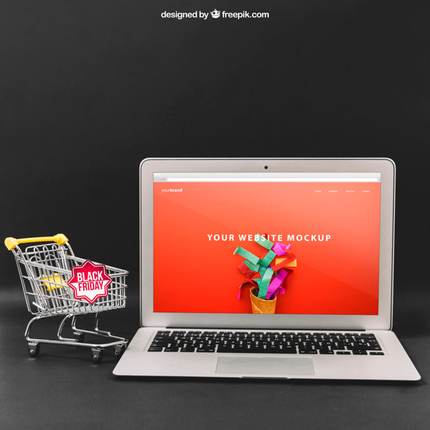 Black Friday Mockup With Laptop Psd