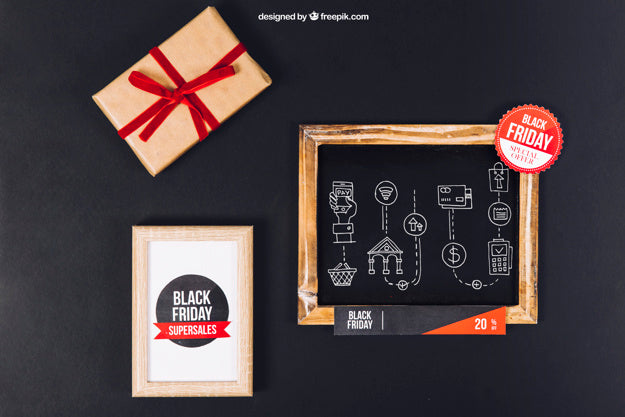 Black Friday Mockup With Slate And Frame Psd