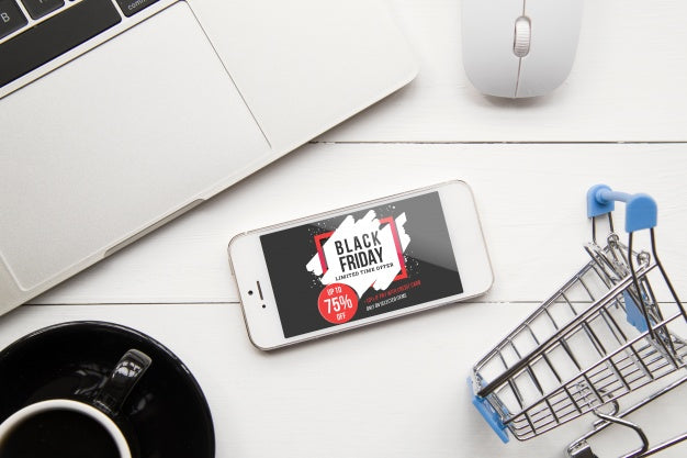 Black Friday Mockup With Smartphone Psd