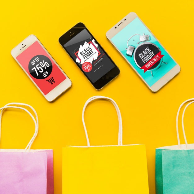 Black Friday Mockup With Smartphone Psd
