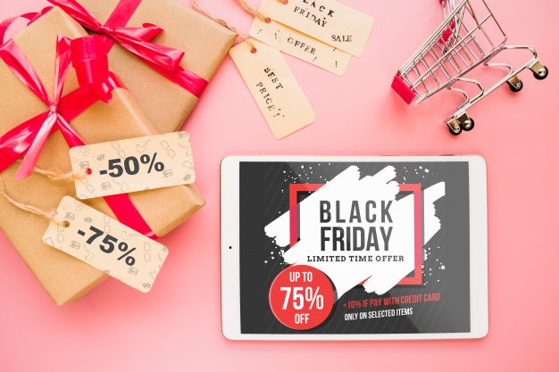 Black Friday Mockup With Tablet Psd
