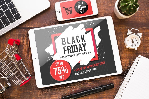 Black Friday Mockup With Tablet Psd