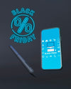 Black Friday Phone Mock-Up With Blue Neon Lights Psd