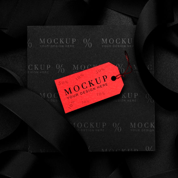 Black Friday Red Mock-Up Tag Psd