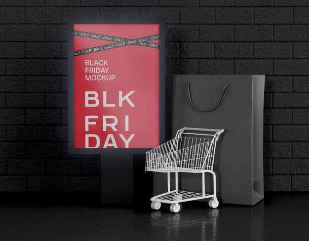 Black Friday Sale Banner Advertising Mockup. Psd