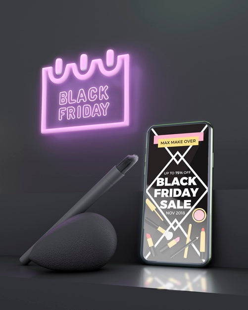 Black Friday Sales Background With Phone Mock-Up Psd
