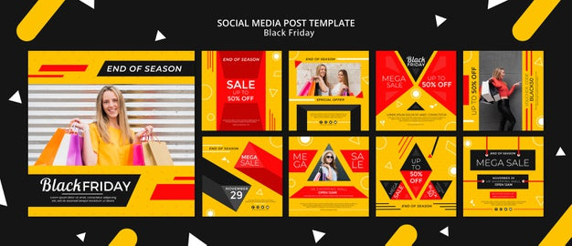Black Friday Social Media Post Template Mock-Up Psd