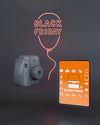 Black Friday Tablet Mock-Up With Orange Neon Lights Psd