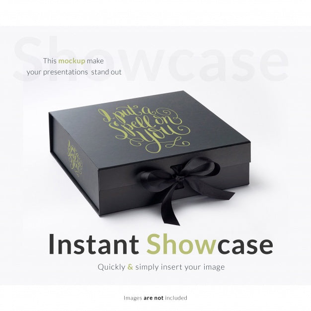 Black Gift Box Mock Up Psd