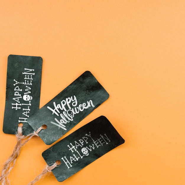 Black Halloween Tags Halloween Mockup Psd