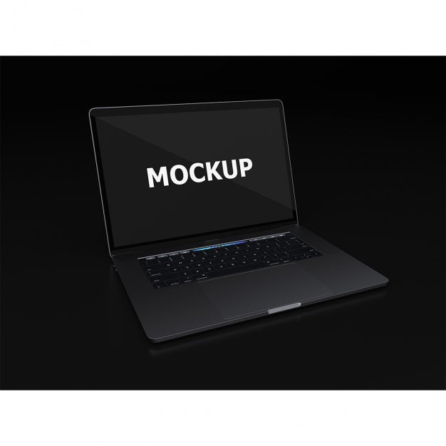 Black Laptop Mockup Diagonal View Psd