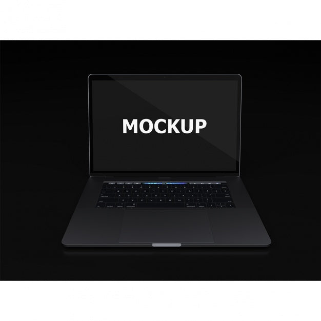 Black Laptop Mockup Frontal View Psd