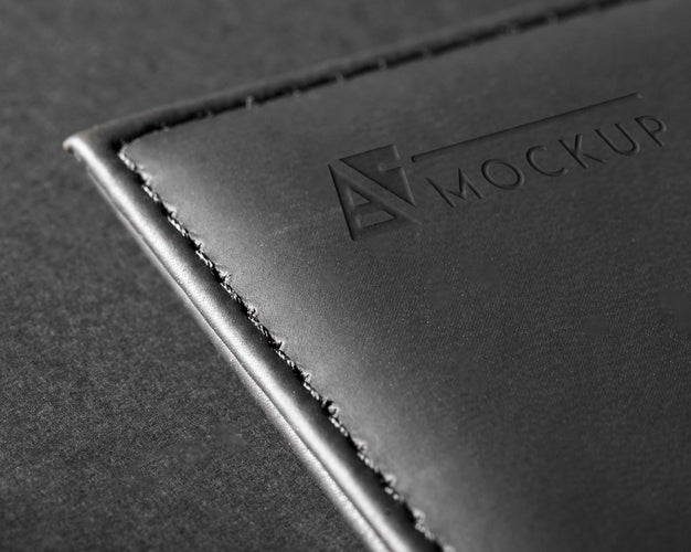 Black Leather Surface Mock-Up With Stitches Psd