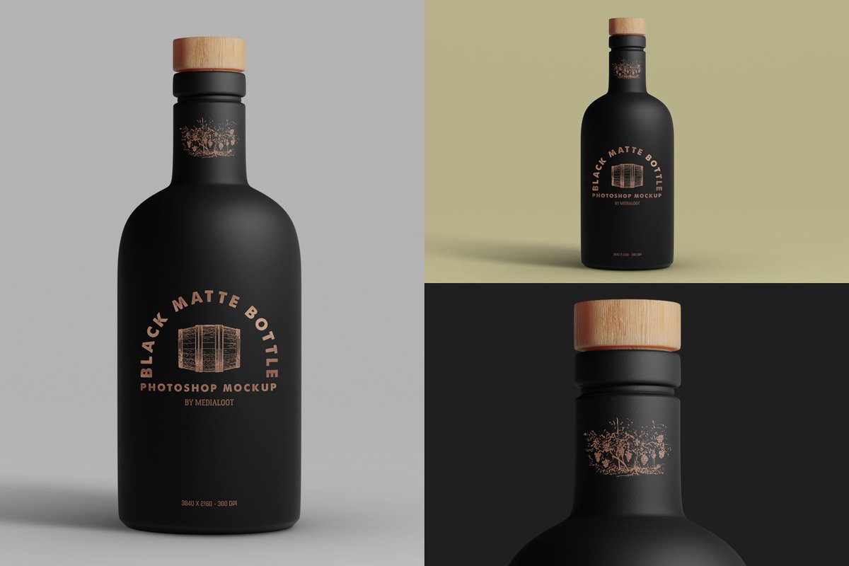 Black Matte Bottle Mockup