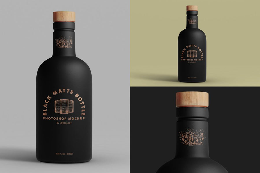 Black Matte Bottle Mockup