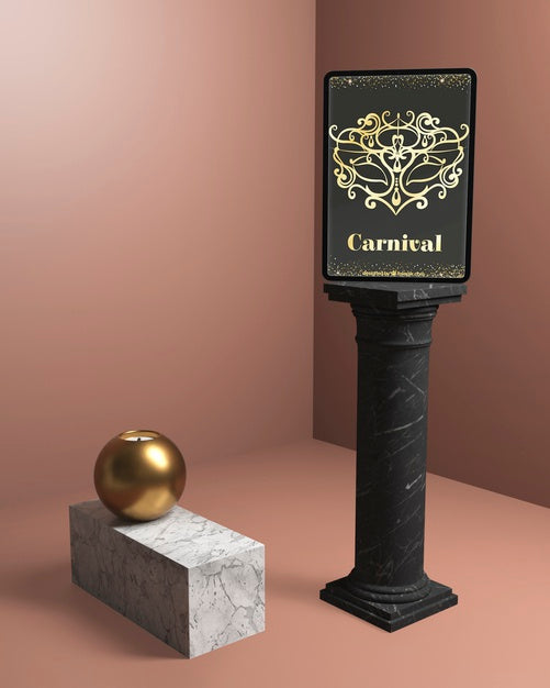 Black Minimalist Columns With Carnival Party Mock-Up Psd