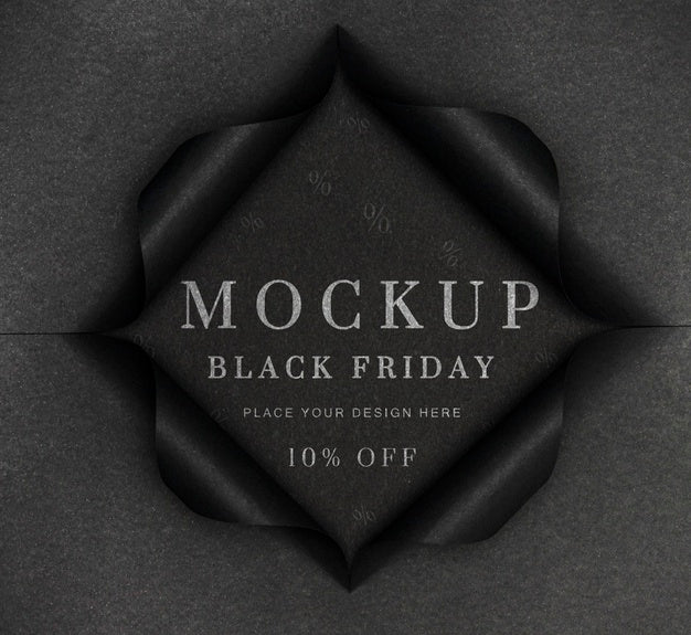 Black Mock-Up And Torn Paper Black Friday Psd