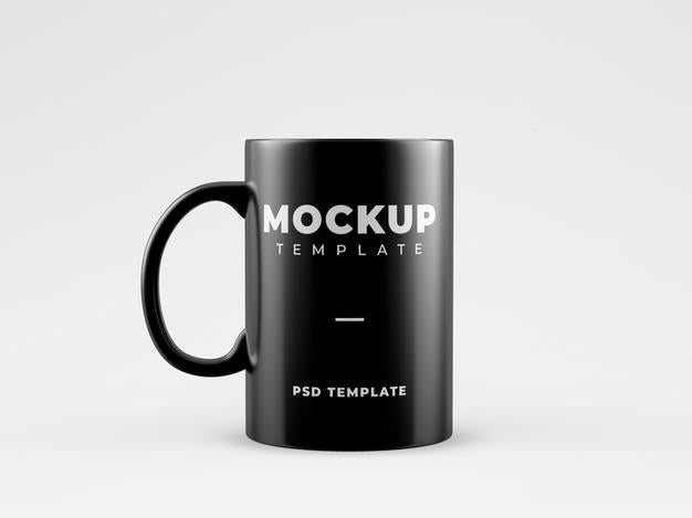 Black Mug Mockup Template Psd