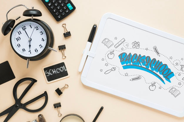 Black School Supplies With White Board Psd