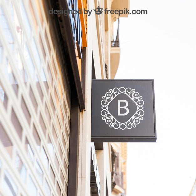 Black Shop Sign Mockup Psd