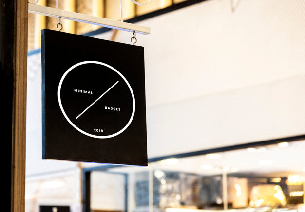 Black Sign Mockup Outside A Shop Psd
