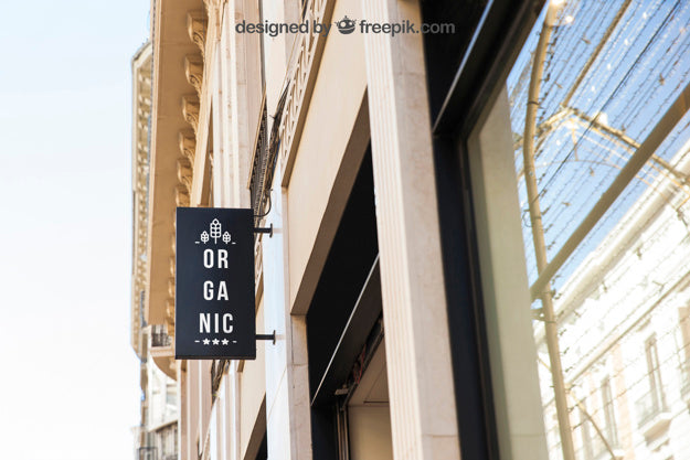Black Sign On Facade Mockup Psd