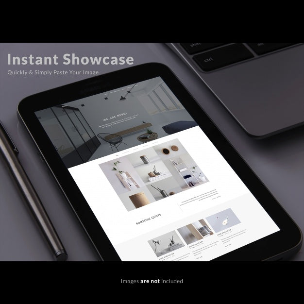 Black Tablet On Desk Mock Up Psd
