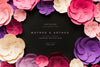 Black Wedding Invitation With Paper Flowers Psd