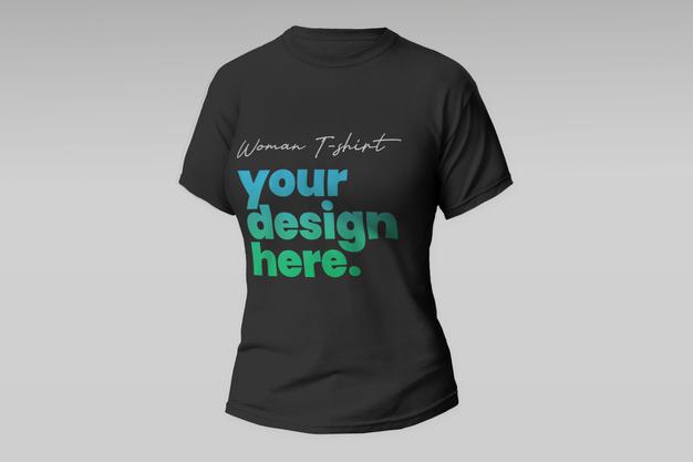 Black Woman T-Shirt Mockup Psd