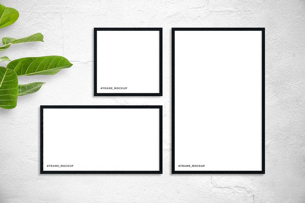 Black Wooden Frame Set Mockup Psd